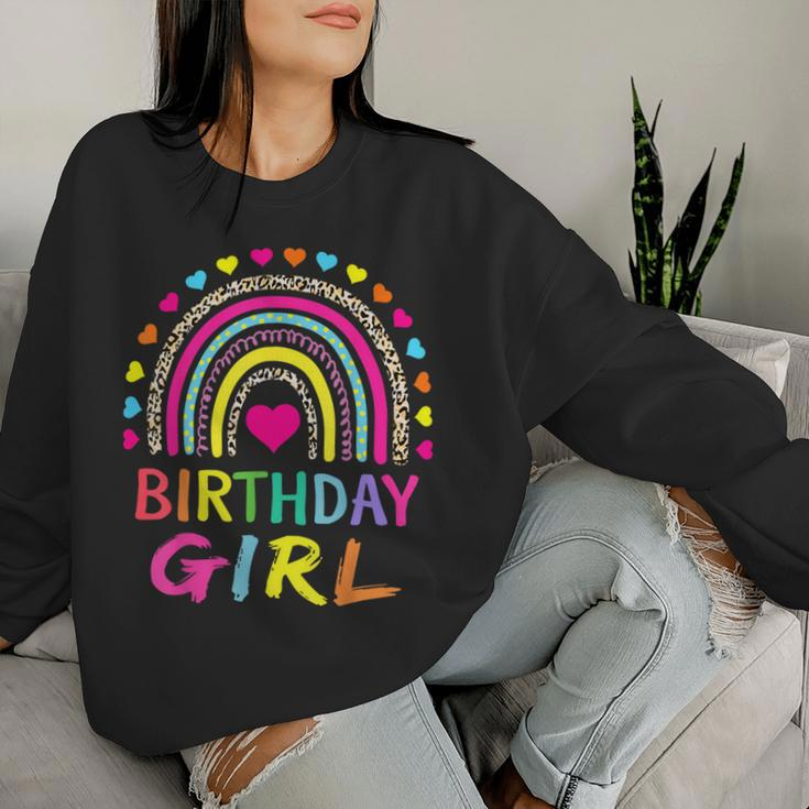 Birthday Girl Leopard Rainbow Birthday Party Family Women Sweatshirt Gifts for Her