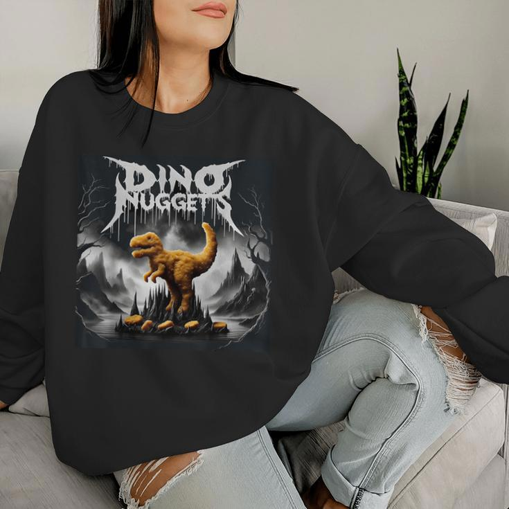 Black Aesthetic Dino Nuggets Death Metal Music Chicken Nugs Women Sweatshirt Gifts for Her