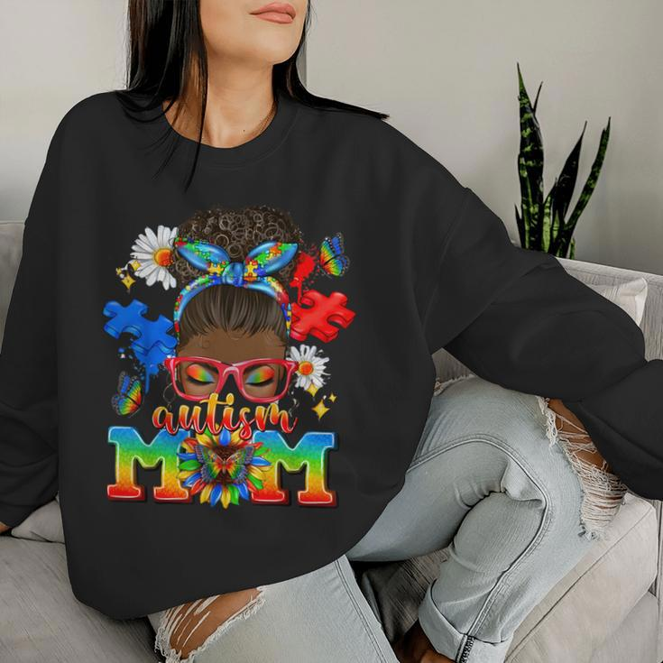 Black Afro American Autism Awareness Mom African Autism Women Sweatshirt Gifts for Her