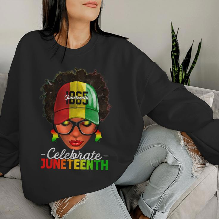 Black Messy Bun Celebrate Junenth For Women Women Sweatshirt Gifts for Her