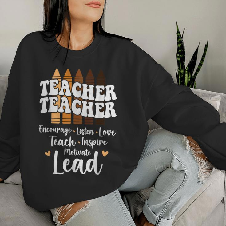 Black Teacher Melanin Crayons Black History Month Teacher Women Sweatshirt Gifts for Her