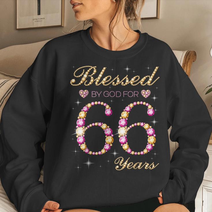 Blessed By God For 66 Years Old Birthday Party Women Sweatshirt Gifts for Her