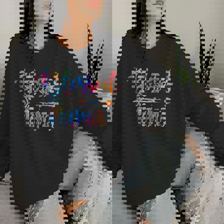 Blessed Mama Cute Tie Dye Print Women Sweatshirt Gifts for Her