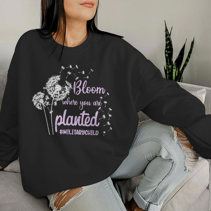 Bloom Where You Are Planted Dandelion Purple Up Military Kid Women Sweatshirt Gifts for Her