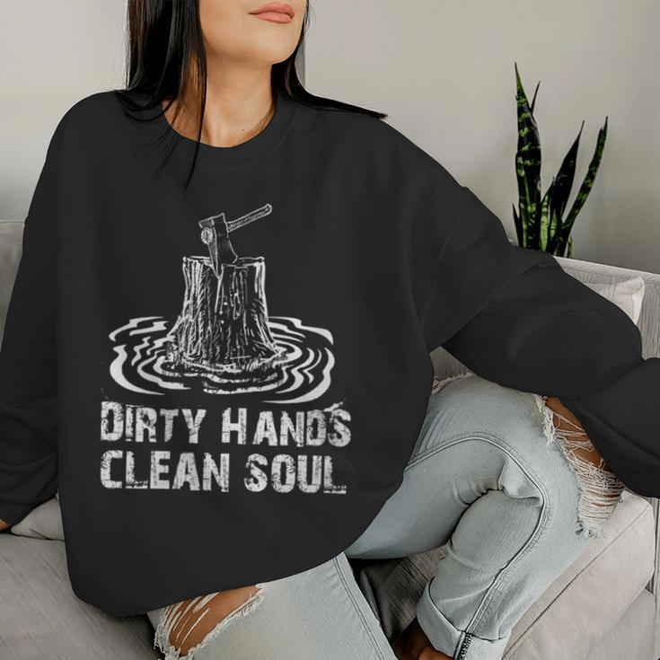 Blue Collar Mechanic Dirty Hands Quote Women Sweatshirt Gifts for Her