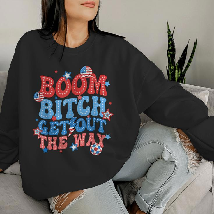 Boom Bitch Get Out The Way Fireworks 4Th Of July Groovy Women Sweatshirt Gifts for Her