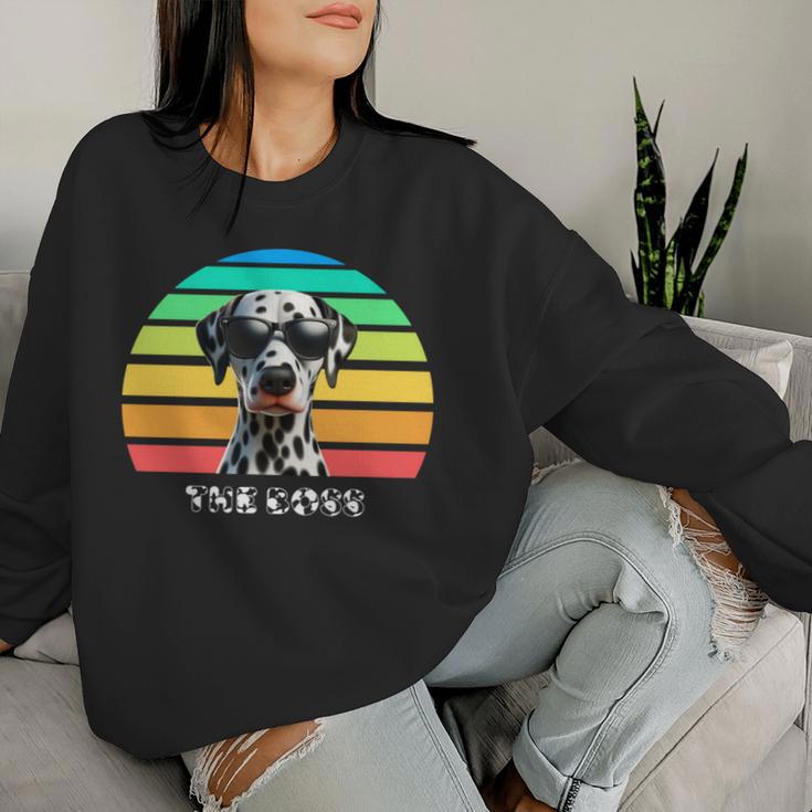 The Boss Lustiges Zitat Hundeliebhaber Haustier Dalmatiner Welpe Mama Papa Sweatshirt Frauen Geschenke für Sie