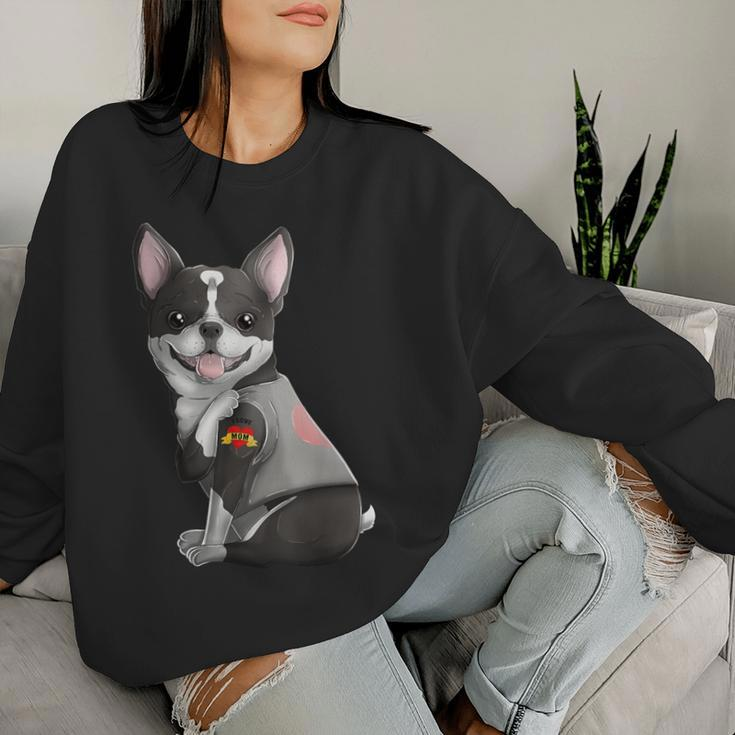 Boston Terrier I Love Mom Tattoo Dog Mother's Day Women Sweatshirt Gifts for Her