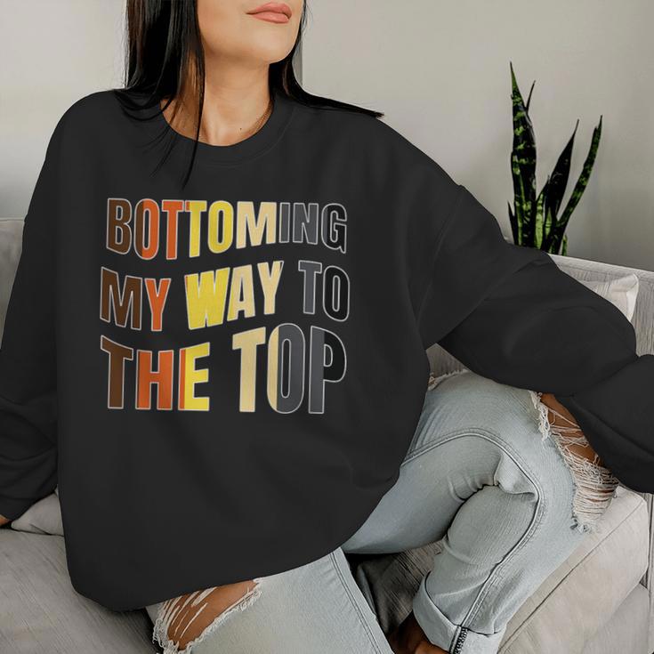 Bottoming My Way To Top Gay Bear Rainbow Flag Cruising Women Sweatshirt Gifts for Her