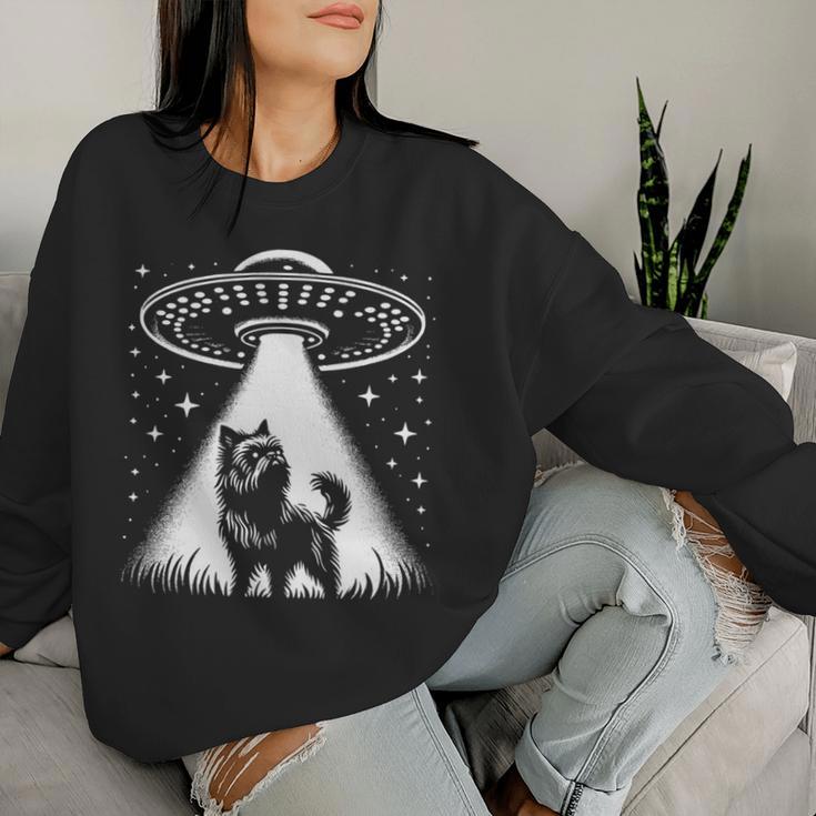 Brüssel Griffon Mama Papa Hund Lustiges Alien Ufo Sweatshirt Frauen Geschenke für Sie