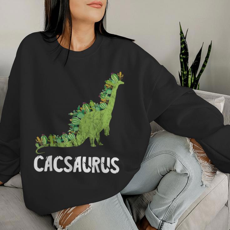 Cactus Dinosaurs Cacti Brachiosaurus Saguaro Herbivore Dino Women Sweatshirt Gifts for Her