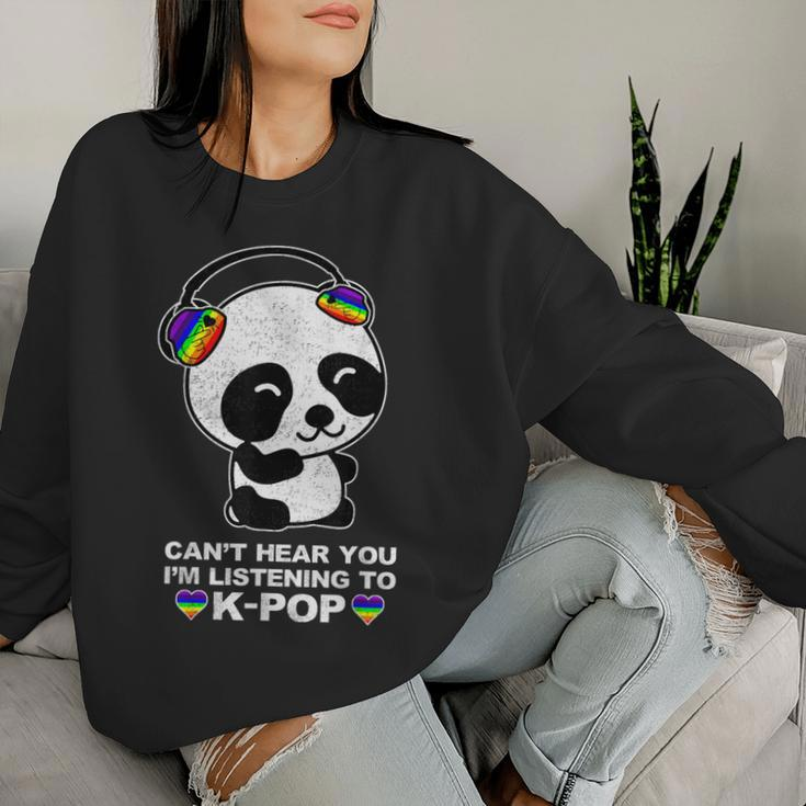 Can't Hear You I'm Listening To K-Pop Panda Gay Pride Ally Women Sweatshirt Gifts for Her