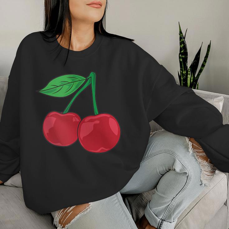 Cherry Pocket Fruit Lover Sweet Bomb Farmer Red Cherries Women Sweatshirt Gifts for Her