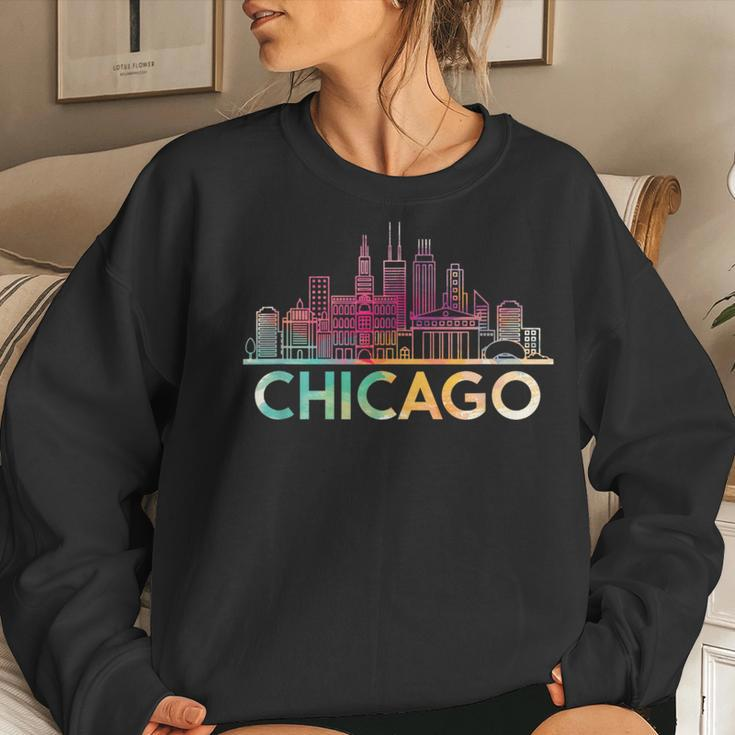 Chicago Illinois Skyline City Souvenir Girls Women Sweatshirt Gifts for Her