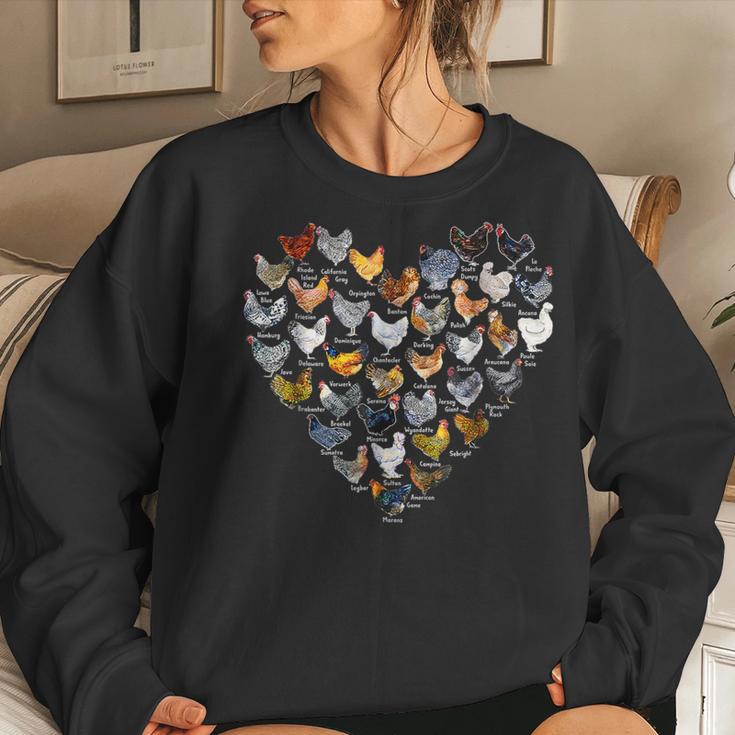 Chickens Heartshape Heart Love Farmer Chicken Lady Womens Women Sweatshirt Gifts for Her