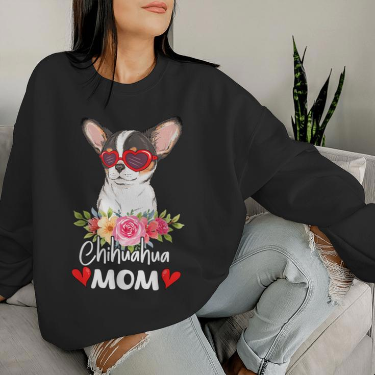 Chihuahua Mom Mama Sunglasses Flower Dog Lover Owner Womens Women Sweatshirt Gifts for Her