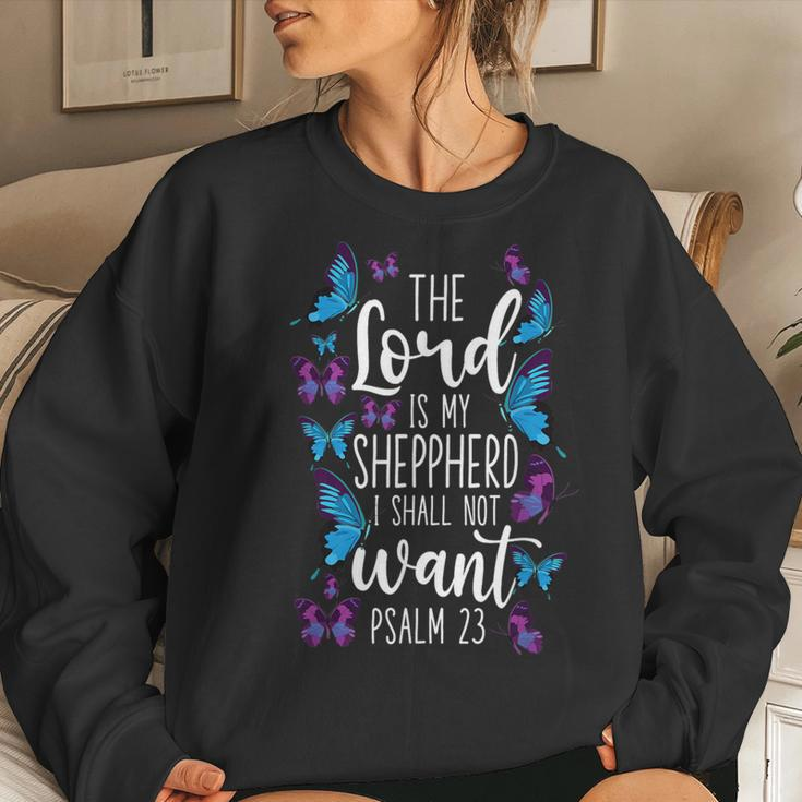 Christian Bible Verse Quote Butterfly Psalm 23 Women Sweatshirt Gifts for Her