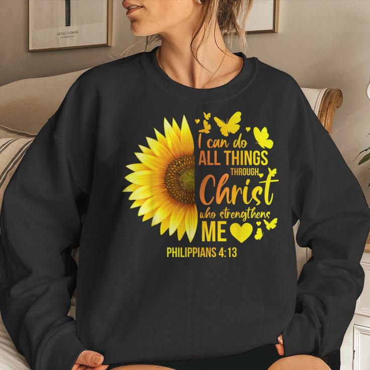 Christian Sunflower Philippians 4 Pretty Bible Verse Women Sweatshirt Gifts for Her