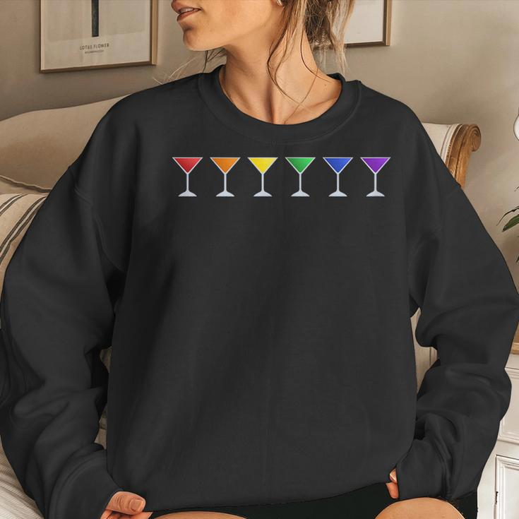 Cocktail Rainbow Flag Lgbt Pride Month Subtle Gay Rights Women Sweatshirt Gifts for Her