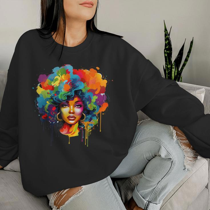 Colorful Afro Woman African American Melanin Blm Girl Women Sweatshirt Gifts for Her