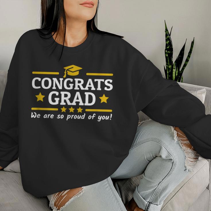 Congrats Grad Proud Mom Dad Of A 2022 Graduate Graduation Women Sweatshirt Gifts for Her