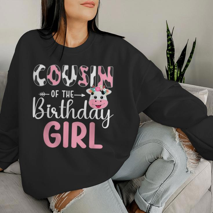 Cousin Of The Birthday Girl Farm Cow 1 St Birthday Girl Women Sweatshirt Gifts for Her