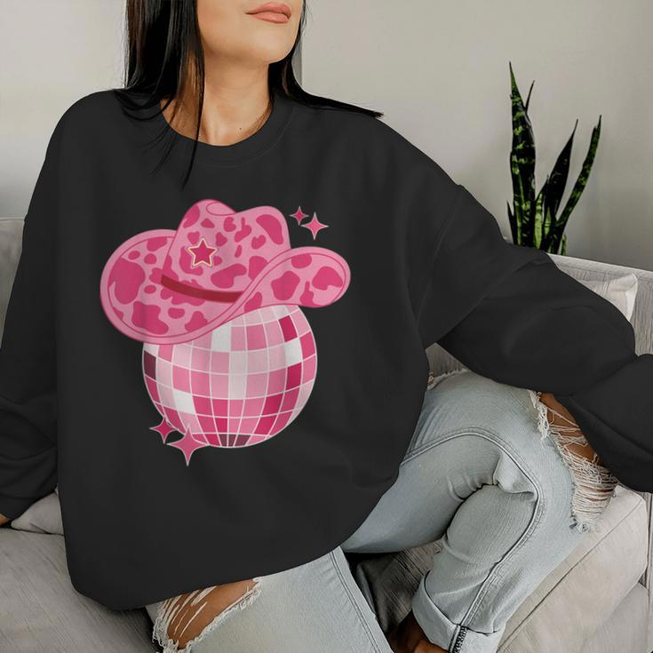 Cowboy Hat Disco Groovy Ball Girls Let's Go Western Cowgirls Women Sweatshirt Gifts for Her