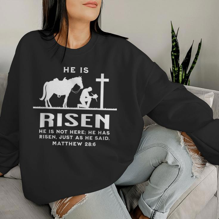 Cowboy Kneeling Cross Easter Risen Western Christian Jesus Women Sweatshirt Gifts for Her
