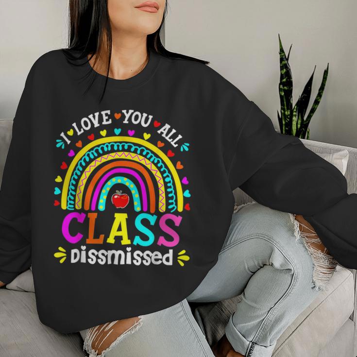 Cute Boho Rainbow Class Dismissed Last Day Of School Teacher Women Sweatshirt Gifts for Her