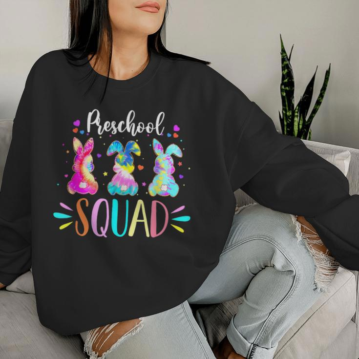 Cute Bunnies Preschool Teacher Squad Easter Day Tie Dye Women Sweatshirt Gifts for Her