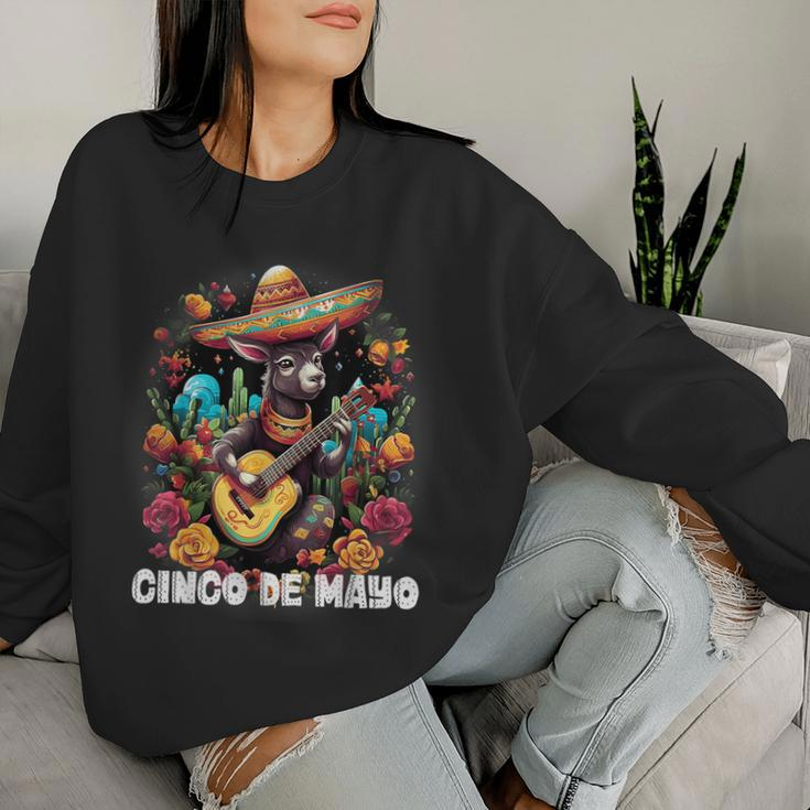 Cute Donkey Cinco De Mayo Mexican Party Guitar Music Apparel Women Sweatshirt Gifts for Her