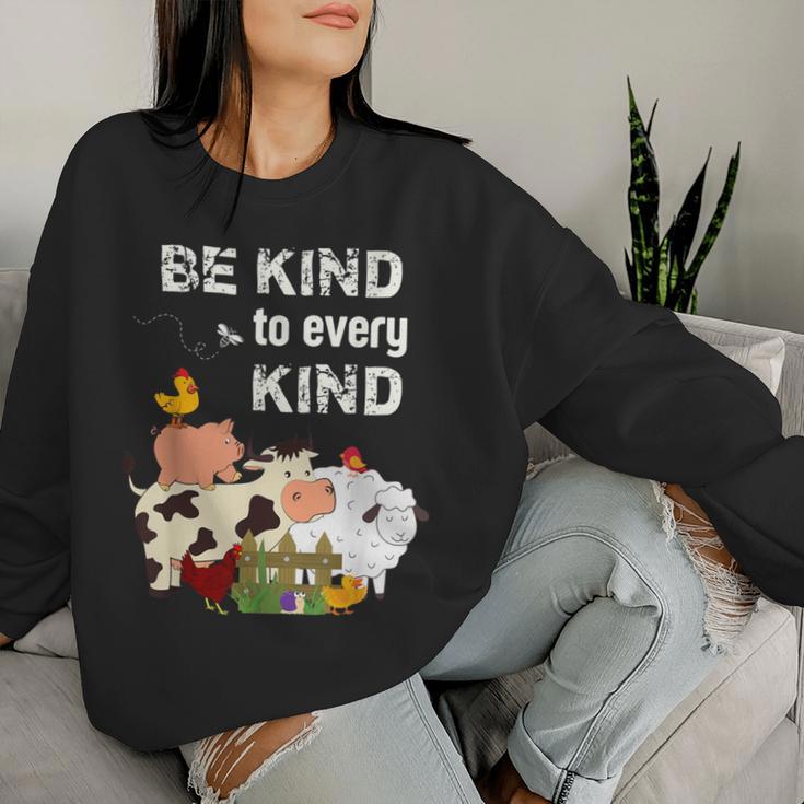 Cute Be Kind To Every Kind Animal Lover Vegetarian Women Sweatshirt Gifts for Her