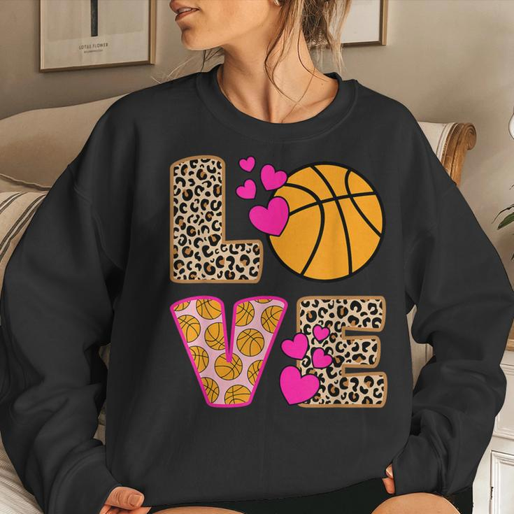 Cute Love Basketball Leopard Print Girls Basketball Women Sweatshirt Gifts for Her
