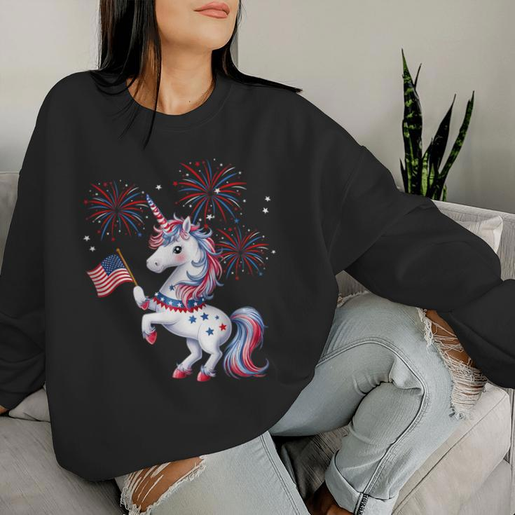 Cute Patriotic Americorn Unicorn Fireworks Girls 4Th Of July Women Sweatshirt Gifts for Her