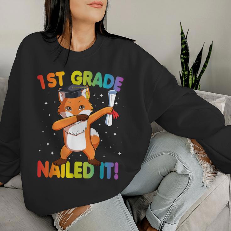 Dabbing Fox 1St Grade Graduation Nailed It Dab Dance Women Sweatshirt Gifts for Her