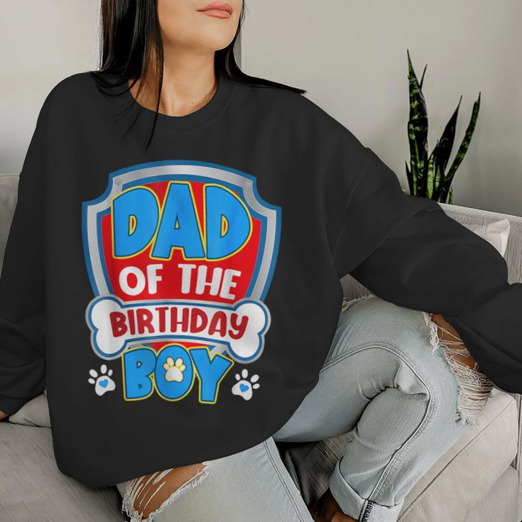 Dad And Mom Of The Birthday Boy Dog Paw Family Matching Women Sweatshirt Gifts for Her