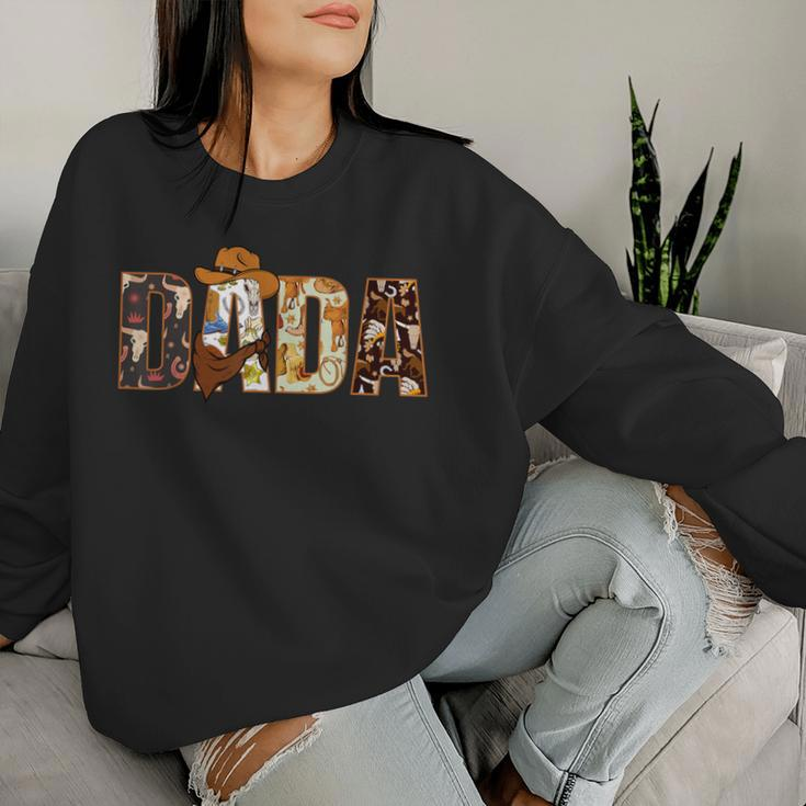 Dada Dad And Mom Birthday Boy Western Rodeo Family Matching Women Sweatshirt Gifts for Her