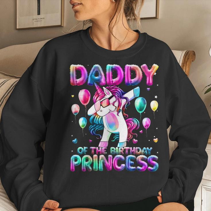 Daddy Of The Birthday Princess Girl Dabbing Unicorn Daddy Women Sweatshirt Gifts for Her
