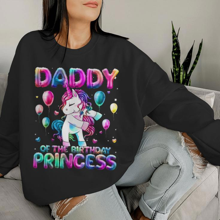Daddy Of The Birthday Princess Girl Flossing Unicorn Daddy Women Sweatshirt Gifts for Her