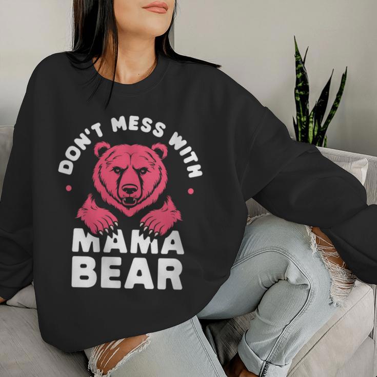 Damen Lustiger Muttertag Für Damen Don't Mess With Mama Bear Mit-Ausschnitt Sweatshirt Frauen Geschenke für Sie