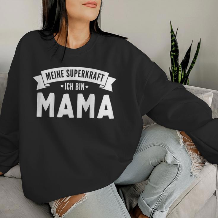 Damen Meine Superkraft Ich Bin Mama Spruch Raglan Sweatshirt Frauen Geschenke für Sie