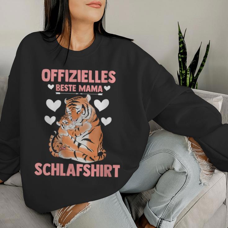 Damen Offizielles Beste Mama Schlaf Tiger Muttertag Mutter Mit-Ausschnitt Sweatshirt Frauen Geschenke für Sie