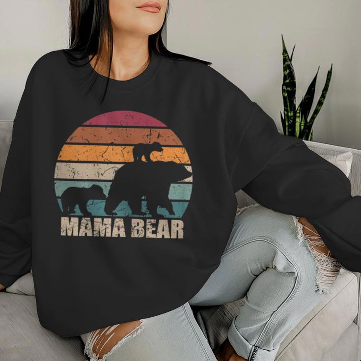 Damen Retro Mama Bäron 2 Kindern Muttertag Zweifach Mama Sweatshirt Frauen Geschenke für Sie