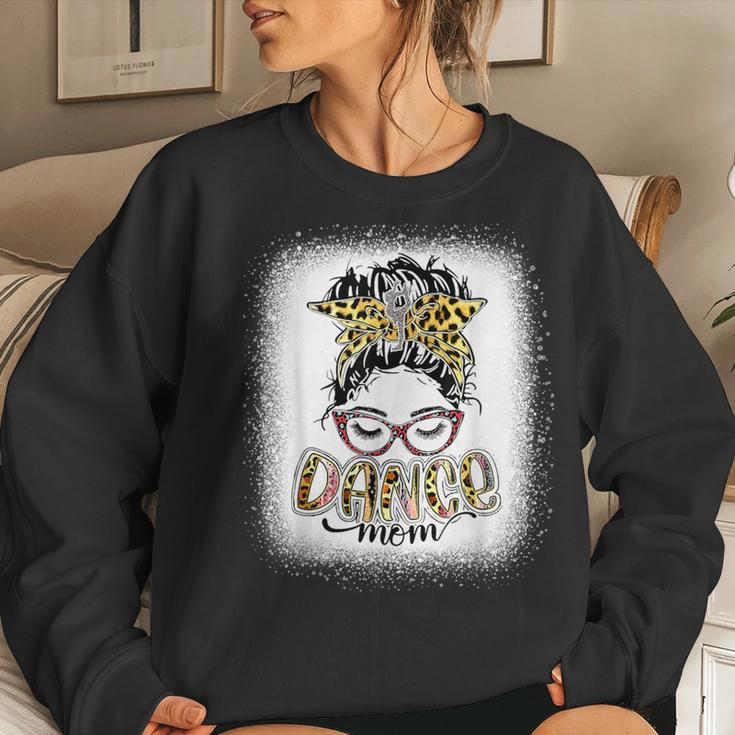 Dance Mom Leopard Messy Bun Bleached Mother's Day Women Sweatshirt Gifts for Her