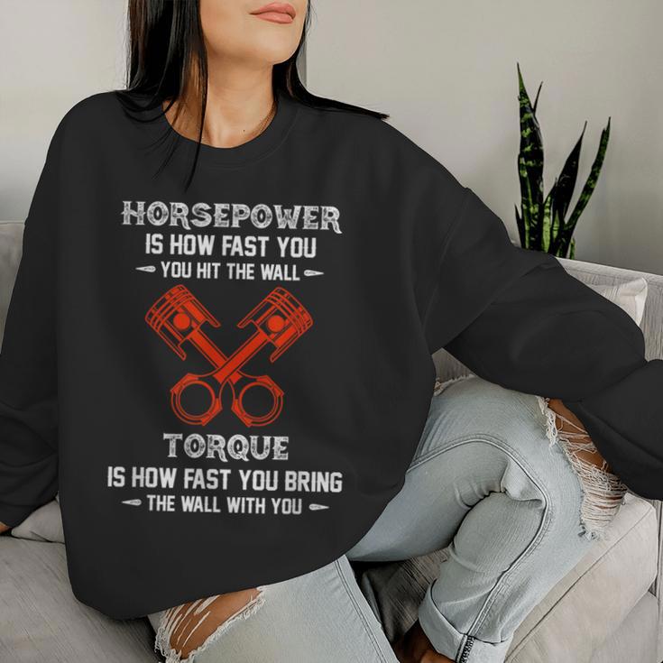 Diesel Mechanics Auto Mechanic Say It With Horse Power Women Sweatshirt Gifts for Her