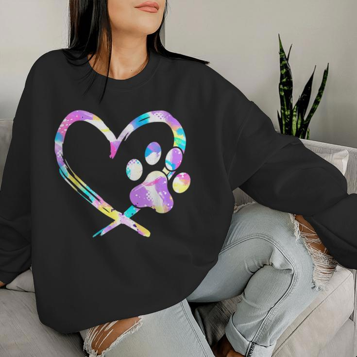 Dog Paw Heart Dogs Lover Dog Mom Dog Dad Valentine's Day Women Sweatshirt Gifts for Her