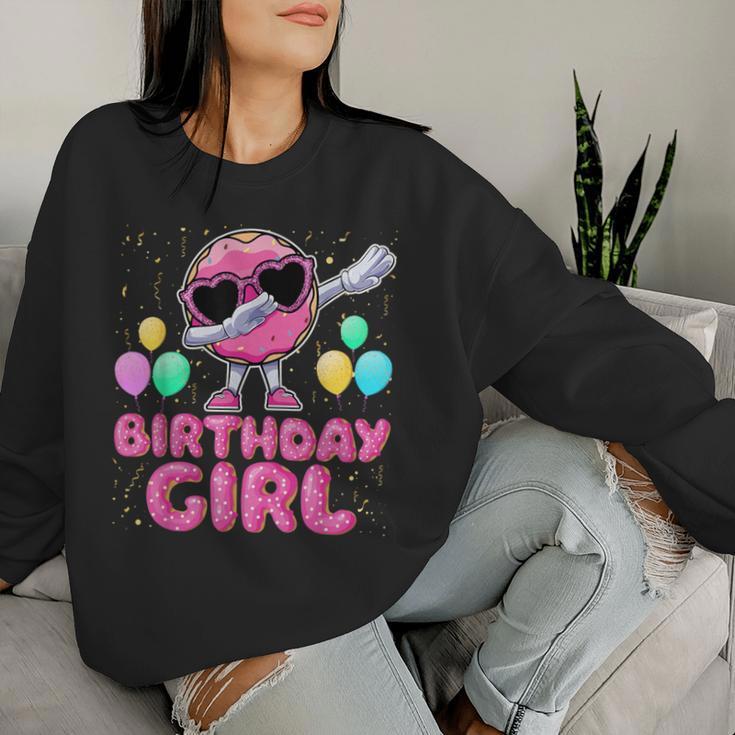Donut Birthday Girls Dabbing Donut Girl Birthday Party Women Sweatshirt Gifts for Her