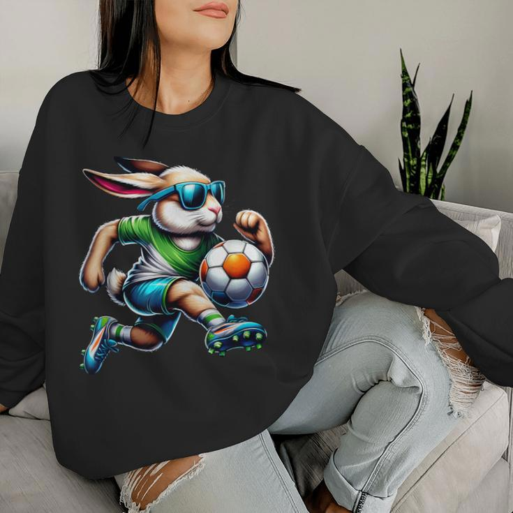Easter Bunny Soccer Player Rabbit Egg Boys Girls Women Sweatshirt Gifts for Her