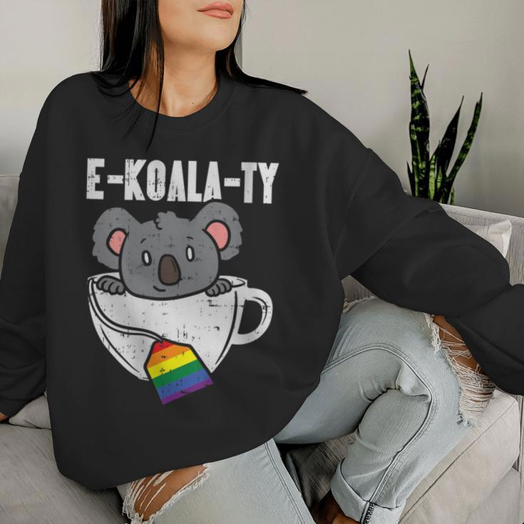 Ekoalaty Rainbow Tea Gay Pride Equality Lgbt Animal Women Sweatshirt Gifts for Her