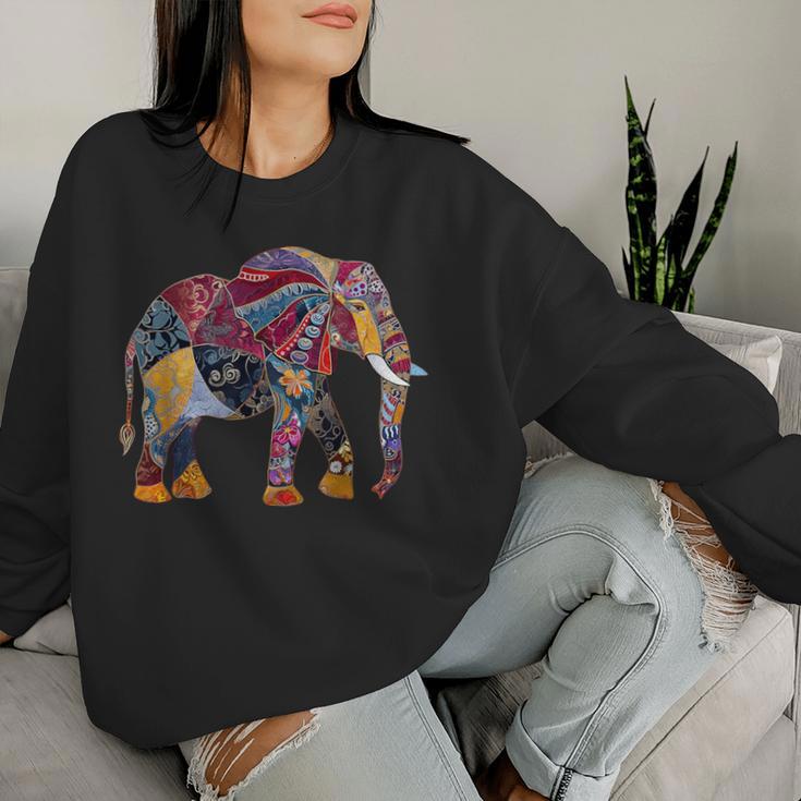 Elefant Buntes Mandala-Muster Afrikanisches Tier Sweatshirt Frauen Geschenke für Sie